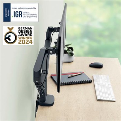 Monitortartó-kar, kettő monitorhoz, LEITZ "Ergo Dual", sötétszürke