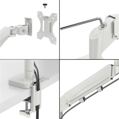 Monitor- és laptoptartó-kar, LEITZ "Ergo Dual", világosszürke