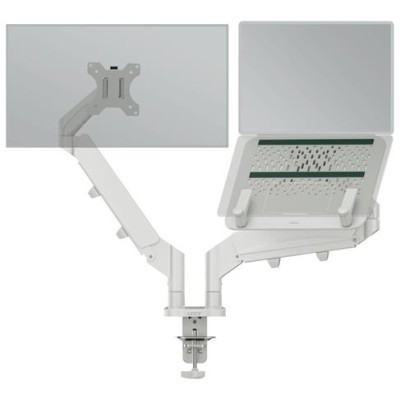 Monitor- és laptoptartó-kar, LEITZ "Ergo Dual", világosszürke