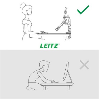 Monitor- és laptoptartó-kar, LEITZ "Ergo Dual", világosszürke