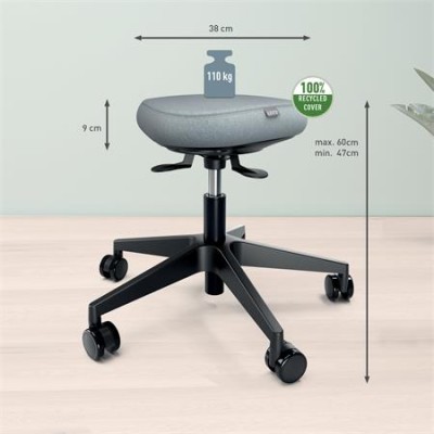 Munkaszék, görgős, ergonomikus, LEITZ "Ergo Comfort Active", világosszürke