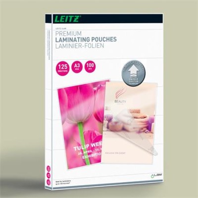 Meleglamináló fólia, 125 mikron, A3, fényes, UDT technológiával, LEITZ "iLam"