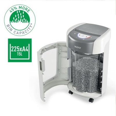 Iratmegsemmisítő, mikrokonfetti, 6 lap, LEITZ "IQ OptiMax Home Office 225 P5"