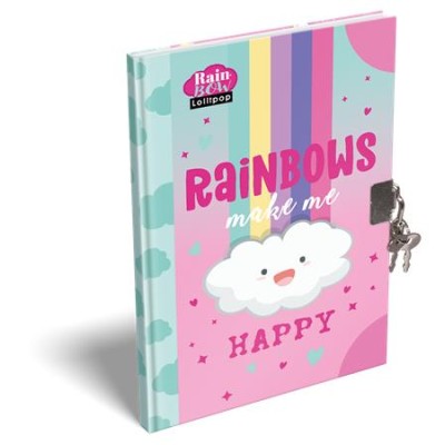 Emlékkönyv, lakattal, A5, keményfedeles, LIZZYSULI, "Lollipop Rainbow"