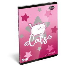 Füzet, tűzött, A5, lecke, 40 lap, LIZZYSULI, "Kit tok Stars Purrfect"