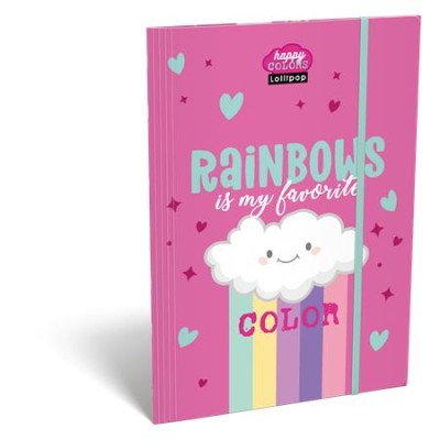 Gumis mappa, karton, A4, LIZZYSULI, "Lollipop Rainbow"