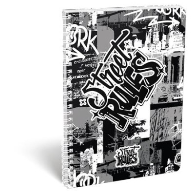 Spirálfüzet, A4, vonalas, 70 lap, LIZZYSULI, "Street Rules"