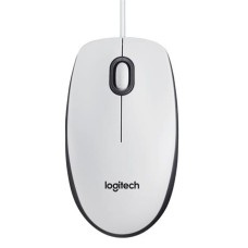 Egér, vezetékes, optikai, normál méret, USB, LOGITECH "M100", fehér