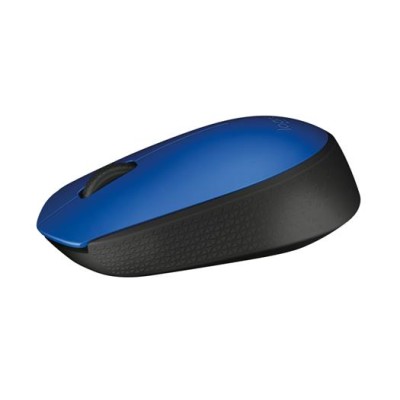 Egér, vezeték nélküli, optikai, közepes méret, USB, LOGITECH "M171", kék