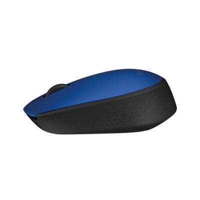 Egér, vezeték nélküli, optikai, közepes méret, USB, LOGITECH "M171", kék