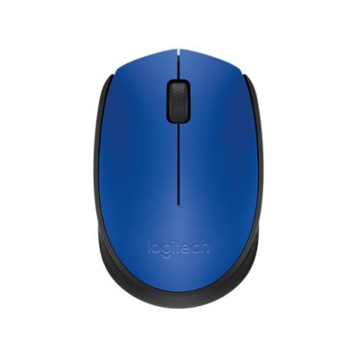 Egér, vezeték nélküli, optikai, közepes méret, USB, LOGITECH "M171", kék