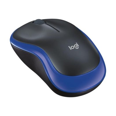 Egér, vezeték nélküli, optikai, közepes méret, USB, LOGITECH "M185", kék