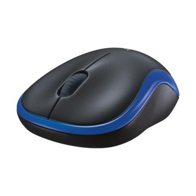 Egér, vezeték nélküli, optikai, közepes méret, USB, LOGITECH "M185", kék