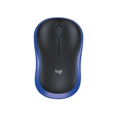 Egér, vezeték nélküli, optikai, közepes méret, USB, LOGITECH "M185", kék