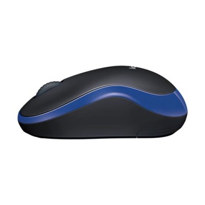 Egér, vezeték nélküli, optikai, közepes méret, USB, LOGITECH "M185", kék