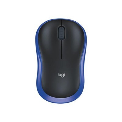 Egér, vezeték nélküli, optikai, közepes méret, USB, LOGITECH "M185", kék