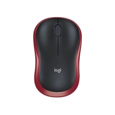 Egér, vezeték nélküli, optikai, közepes méret, USB, LOGITECH "M185", piros