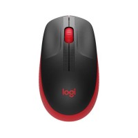 Egér, vezeték nélküli, optikai, USB, LOGITECH, "M190", piros