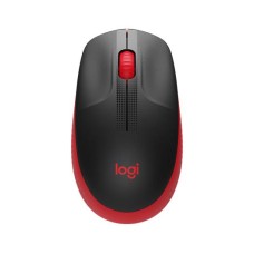 Egér, vezeték nélküli, optikai, USB, LOGITECH, "M190", piros