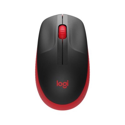 Egér, vezeték nélküli, optikai, USB, LOGITECH, "M190", piros