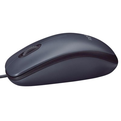 Egér, vezetékes, optikai, normál méret, USB, LOGITECH "M90", sötétszürke