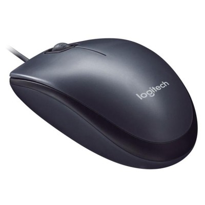 Egér, vezetékes, optikai, normál méret, USB, LOGITECH "M90", sötétszürke