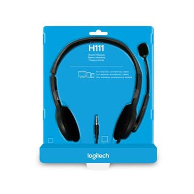 Fejhallgató, mikrofonnal, vezetékes, LOGITECH "H111", fekete