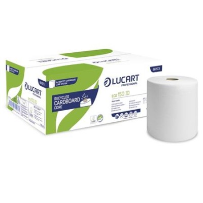 Kéztörlő, tekercses, 2 rétegű, LUCART, "Eco 150 ID", fehér