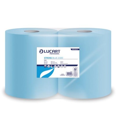 Törlőkendő, tekercses, 3 rétegű, LUCART, "Strong Blue 3.500" kék