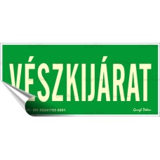 Információs matrica, 25x11,5 cm, fluoreszkáló, utánvilágítós, "Vészkijárat"
