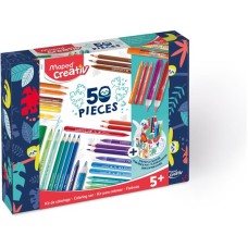 Színezőkészlet, írószertartóval, 50 darabos, MAPED CREATIV