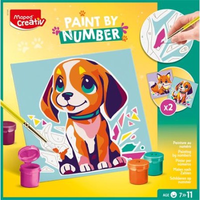 Számfestő készlet, kutya és róka, MAPED CREATIV "Paint by number"