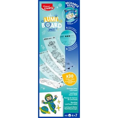 Kreatív rajzkészlet, kiegészítő sablon, űrtematika, MAPED CREATIV "Lumi Board"