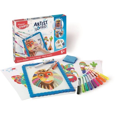 Kreatív készségfejlesztő tábla, átlátszó, törölhető, MAPED CREATIV, "Artist Board", kalandos világ