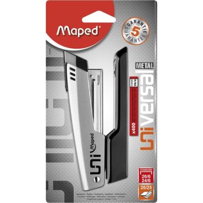 Tűzőgép, 24/6, 26/6, 25 lap, MAPED "Universal Metal Half-Strip", vegyes színek Tűzőgép, 24/6, 26/6, 25 lap, MAPED "Universal Metal Half-Strip", vegyes színek