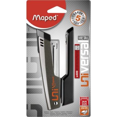Tűzőgép, 24/6, 26/6, 25 lap, MAPED "Universal Metal Half-Strip", vegyes színek Tűzőgép, 24/6, 26/6, 25 lap, MAPED "Universal Metal Half-Strip", vegyes színek