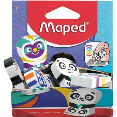 Radír display, vegyes minták, MAPED "Ergo Fun Multicolor"