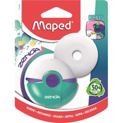 Radír, műanyag tokos, utántöltővel, MAPED "Zenoa", vegyes színek