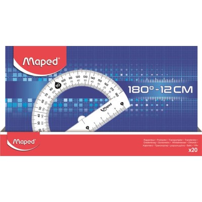 Szögmérő, műanyag 180°-os kínáló dobozos MAPED "Essentials"