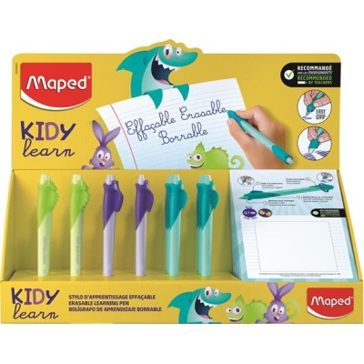 Írástanuló rollertoll display, 0,7 mm, radírozható, MAPED "KIDY Learn MAGIC", vegyes színek
