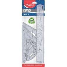 Vonalzókészlet, műanyag, 4 darabos, MAPED "Geometric"