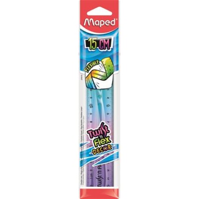 Vonalzó, műanyag, 15 cm, MAPED "Twist`n Flex Decor"