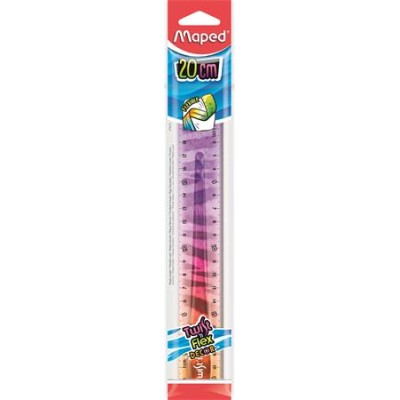 Vonalzó, műanyag, törhetetlen, 20 cm, MAPED "Twist`n Flex Decor Animals", vegyes színek