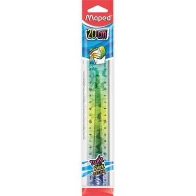 Vonalzó, műanyag, törhetetlen, 20 cm, MAPED "Twist`n Flex Decor Animals", vegyes színek