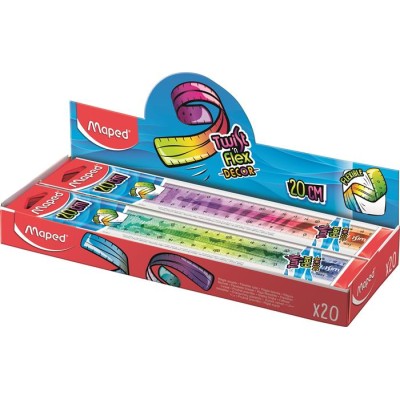 Vonalzó, műanyag, törhetetlen, 20 cm, MAPED "Twist`n Flex Decor Animals", vegyes színek