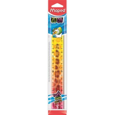 Vonalzó, műanyag, törhetetlen, 20 cm, MAPED "Twist`n Flex Decor Animals", vegyes színek