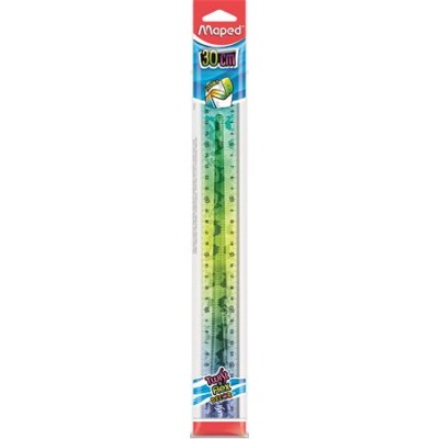 Vonalzó, műanyag, törhetetlen, 30 cm, MAPED "Twist`n Flex Decor Animals", vegyes színek