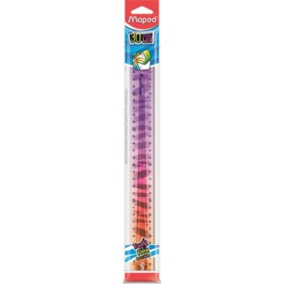 Vonalzó, műanyag, törhetetlen, 30 cm, MAPED "Twist`n Flex Decor Animals", vegyes színek