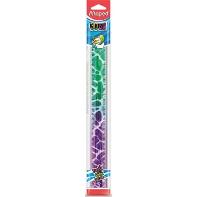 Vonalzó, műanyag, törhetetlen, 30 cm, MAPED "Twist`n Flex Decor Animals", vegyes színek