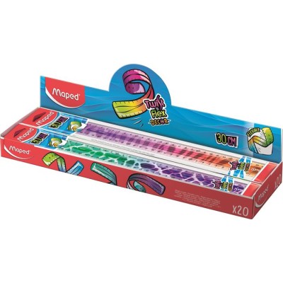 Vonalzó, műanyag, törhetetlen, 30 cm, MAPED "Twist`n Flex Decor Animals", vegyes színek